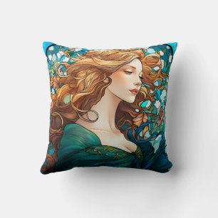 Helena - Donker Blond Vrouw in Art Nouveau stijl Kussen