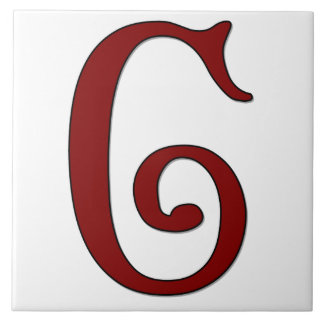 Helena Letter C in Red Monogram Tegel Tegeltje