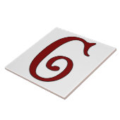 Helena Letter C in Red Monogram Tegel Tegeltje (Zijkant)