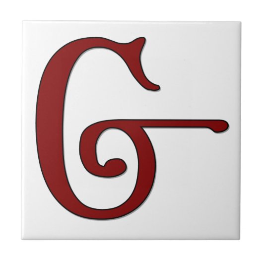 Helena Letter G in Red Monogram Tegel Tegeltje (Voorkant)