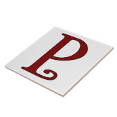 Helena Letter P in Red MonogramTile Tegeltje (Zijkant)