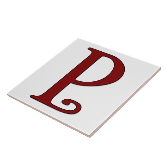 Helena Letter P in Red MonogramTile Tegeltje (Zijkant)