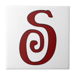 Helena Letter S in Red Monogram Tegel Tegeltje