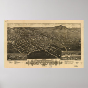 Helena Montana 1883 Antiek Panorama Poster