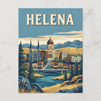 Helena Montana Hoofdstad Stad Vintage Reisposter Briefkaart