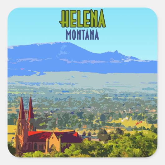 Helena Montana Sleeping Giant Mountains Vierkante Sticker (Voorkant)