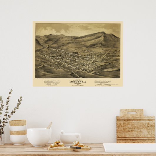 Helena, MT Panorama Map - 1875 Poster (Keuken)