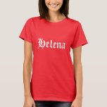 Helena—naam van de orphan Black kloon, ouderwetse T-shirt<br><div class="desc">Helena,  karakter van het show Orphan Black,  bijbellettertype</div>