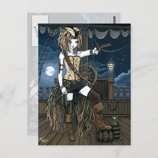 "Helena" Sky Pirate Ship Moon Fae Briefkaart (Voorkant / Achterkant)