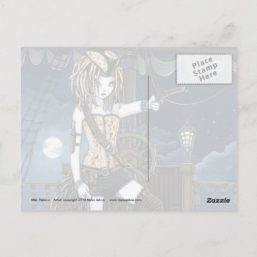 "Helena" Sky Pirate Ship Moon Fae Briefkaart (Achterkant)