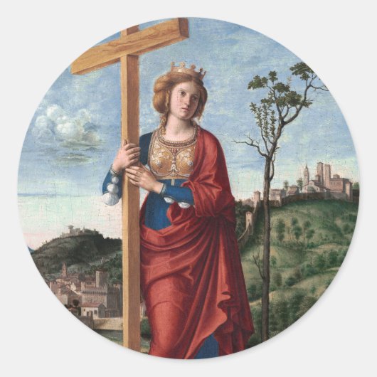 Helena van Constantinopel met het Ware Kruis Heili Ronde Sticker (Voorkant)