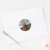 Helena van Constantinopel met het Ware Kruis Heili Ronde Sticker (Envelop)