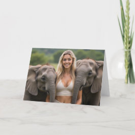 Helenaig en haar vriendelijke Baby olifantenmetgez Bedankkaart