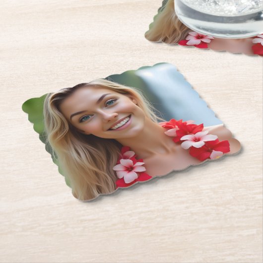 Helena's Ocean Whisper: een rustig uitje Kartonnen Onderzetters (Gebogen)