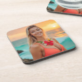 Helena's Ocean Whisper: een rustig uitje plastic Bier Onderzetter (Linkerzijde)