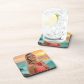 Helena's Ocean Whisper: een rustig uitje plastic Bier Onderzetter (Rechterzijde)