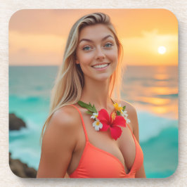 Helena's Ocean Whisper: een rustig uitje plastic Bier Onderzetter