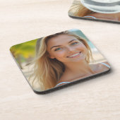 Helena's Paradise: Een Kustdroom Plastic Bier Onderzetter (Linkerzijde)