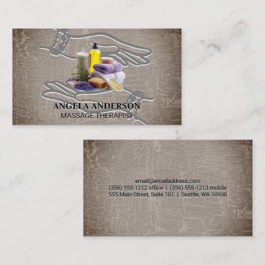 Helende handen | Spa Zouten, aroma's en oliën Visitekaartje (Voorkant / Achterkant)