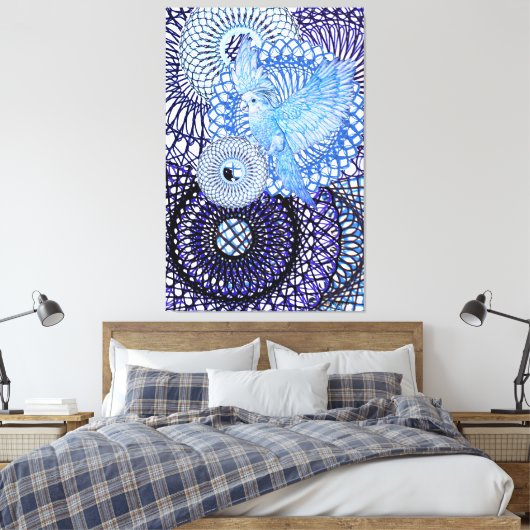 helende parkiet canvas afdruk (Insitu (Slaapkamer))