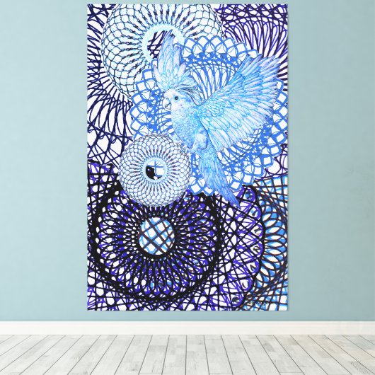 helende parkiet canvas afdruk (Insitu (Houten vloer))