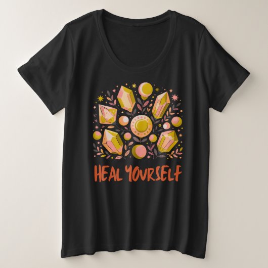 Helende Plus-Size T-shirt Celestial Crystal Top (Design voorkant)