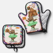 Helene circusartiest ovenwant & pannenlap set (Voorkant / Achterkant)
