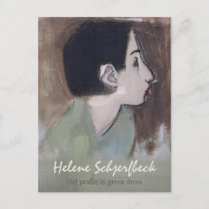 Helene Schjerfbeck Girl profiel in groene jurk Briefkaart