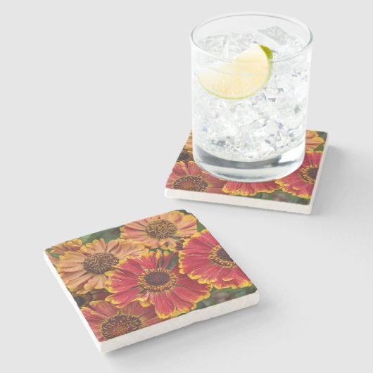 Helenium Autumnale Blooms Floral Stenen Onderzetter (Zijkant)
