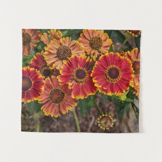 Helenium Autumnale Blooms Floral Wandkleed (Voorkant (horizontaal))