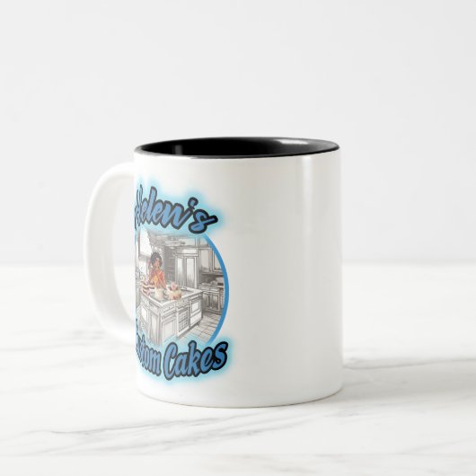 Helen's aangepaste koekjes tweekleurige koffiemok (Voorkant links)