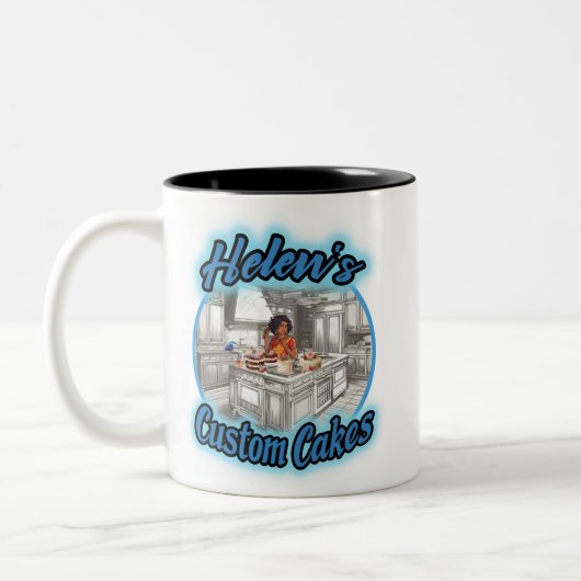 Helen's aangepaste koekjes tweekleurige koffiemok (Links)