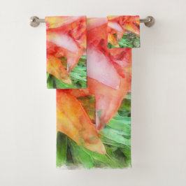 Helen's koraalkleurige gelilies Waterverf Bad Handdoek