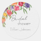Helere Tulpen en Groene Bruiloftsshowers Ronde Sticker (Voorkant)