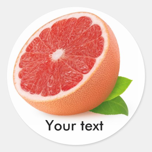 Helft van roze grapefruit ronde sticker (Voorkant)