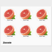 Helft van roze grapefruit ronde sticker (Vel)