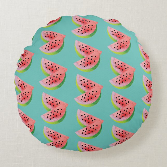 Helften van watermeloen Roze Rond Kussen (Voorkant)