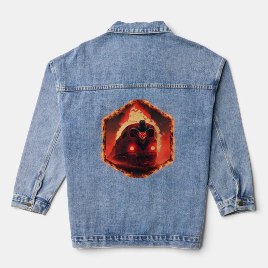 Helgebonden Trein Start Zijn Reis Denim Jacket (Achterkant)