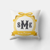 Helgele felge Griekse Sleutel Boog Monogram Kussen (Achterkant)