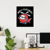 Heli-llujah Funny Helicopter Pun Dark BG Poster (Thuiskantoor)