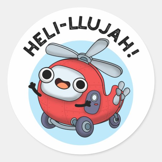 Heli-llujah Funny Helicopter Pun Ronde Sticker (Voorkant)