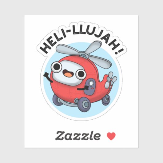 Heli-llujah Funny Helicopter Pun Sticker (Vel)