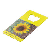 Helianthus Annuus flesopener Creditkaart Flessenopener (Voorkant Gekanteld)