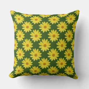 Helianthus 'Lemon Queen' Patroon - Bos Groen Kussen
