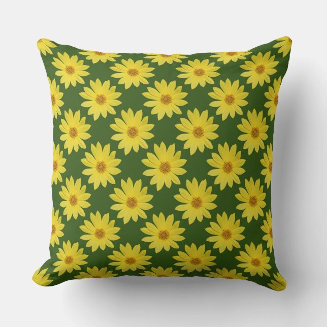 Helianthus 'Lemon Queen' Patroon - Bos Groen Kussen (Voorkant)