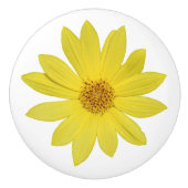 Helianthus 'Lemon Queen' Zonnebloem (geïsoleerd) Keramische Knop (Voorkant)