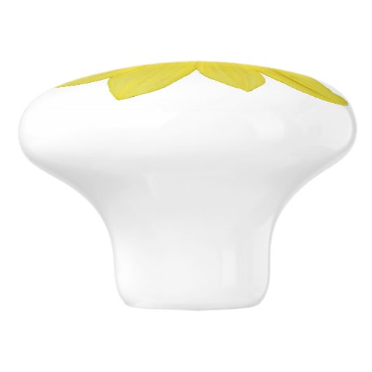 Helianthus 'Lemon Queen' Zonnebloem (geïsoleerd) Keramische Knop (Zijkant)