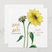 Helianthus Save the Date Trouw Aankondiging (Voorkant / Achterkant)