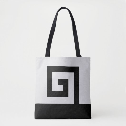 Helicoïdale abstracte ontwerp in zwart & bijna wit tote bag (Voorkant)