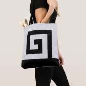 Helicoïdale abstracte ontwerp in zwart & bijna wit tote bag (Dichtbij)